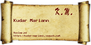 Kudar Mariann névjegykártya